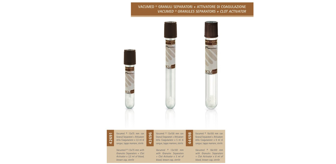 VACUMED® GRANULES SEPARATORS + CLOT ACTIVATOR TUBES